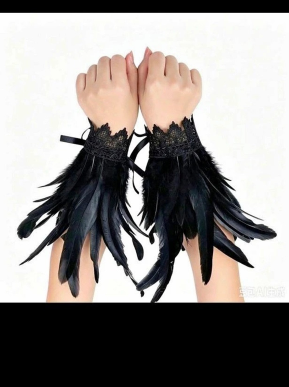 Black Feather Cuff Accessory Like New